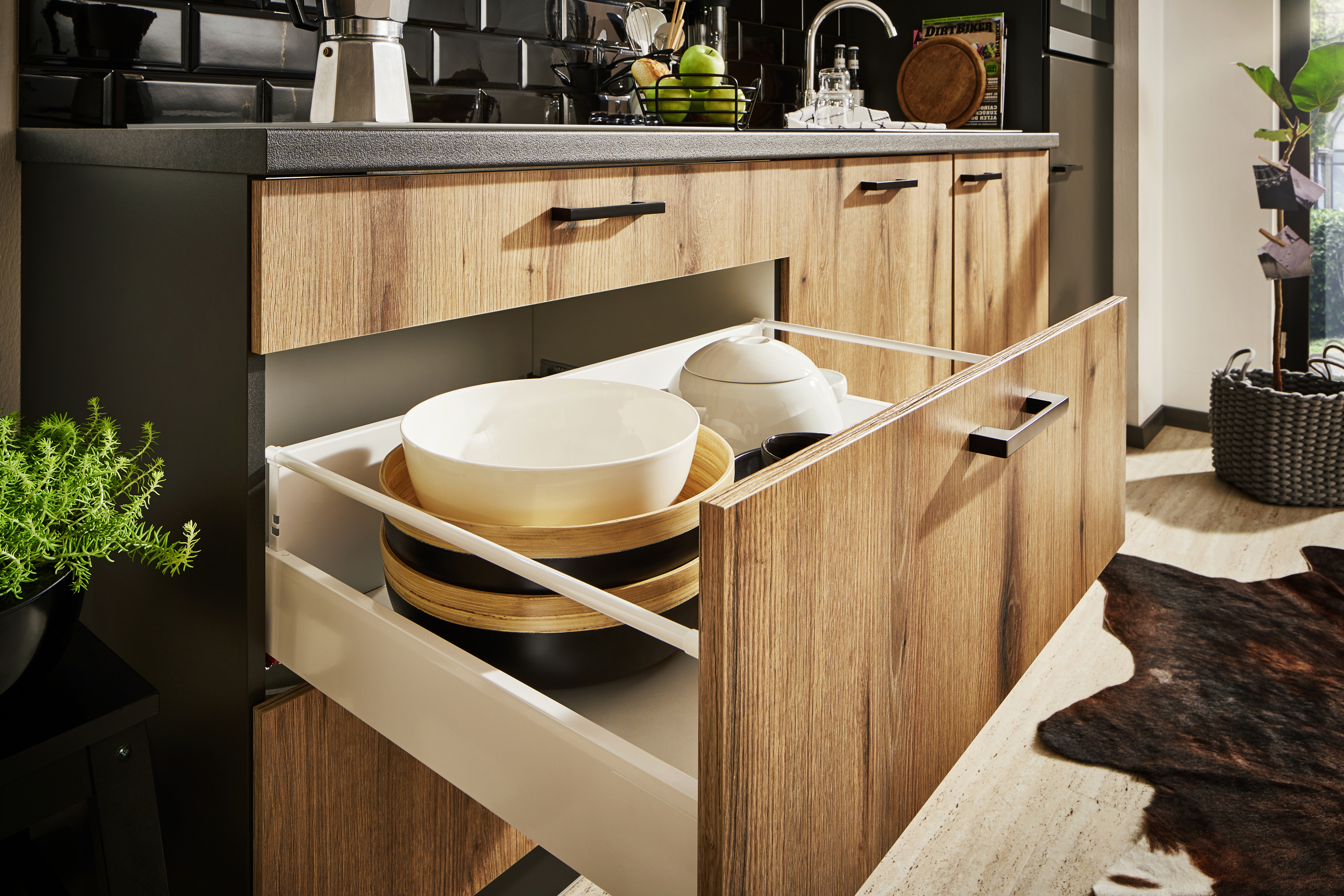 Rustikale Eleganz - Deine coole Küche in schwarz und Holzoptik